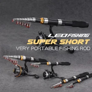 1M 1.2M 1.2M 1.5M 1.7M 1.9M 2.1M 2.3M Portable Telescopic Fishing Rod steel wheel Fishing Pole Travel Sea Fishing Spinning Rod