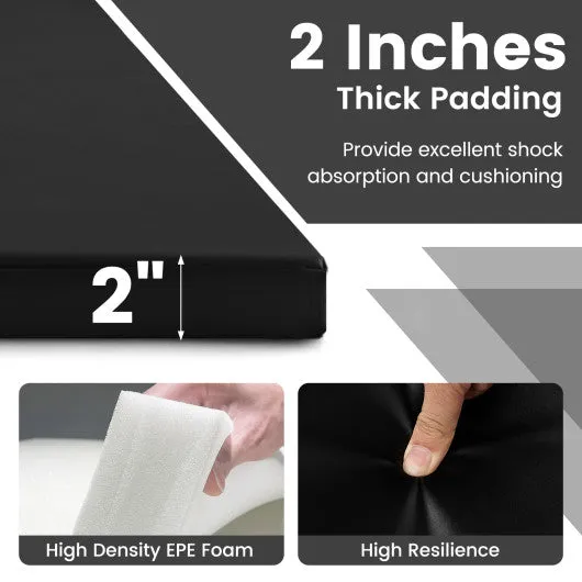4-Panel PU Leather Folding Exercise Mat with Carrying Handles-Black
