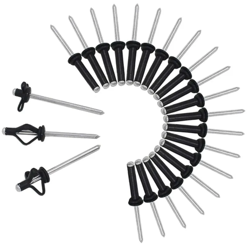 40PCS Black Tri-Grip Aluminum Mounting Rivet