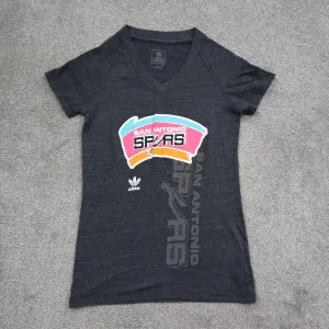 Adidas San Antonio Mens Sports T-Shirt Short Sleeves Crew Neck Black Size Small