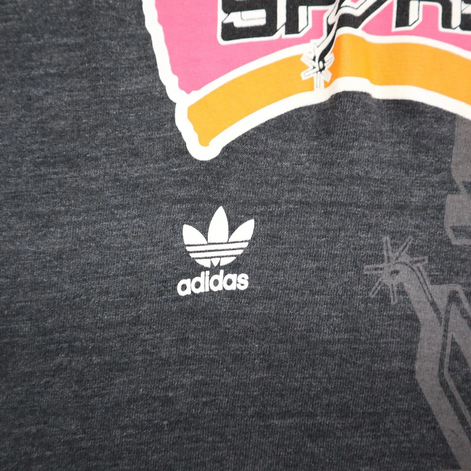 Adidas San Antonio Mens Sports T-Shirt Short Sleeves Crew Neck Black Size Small