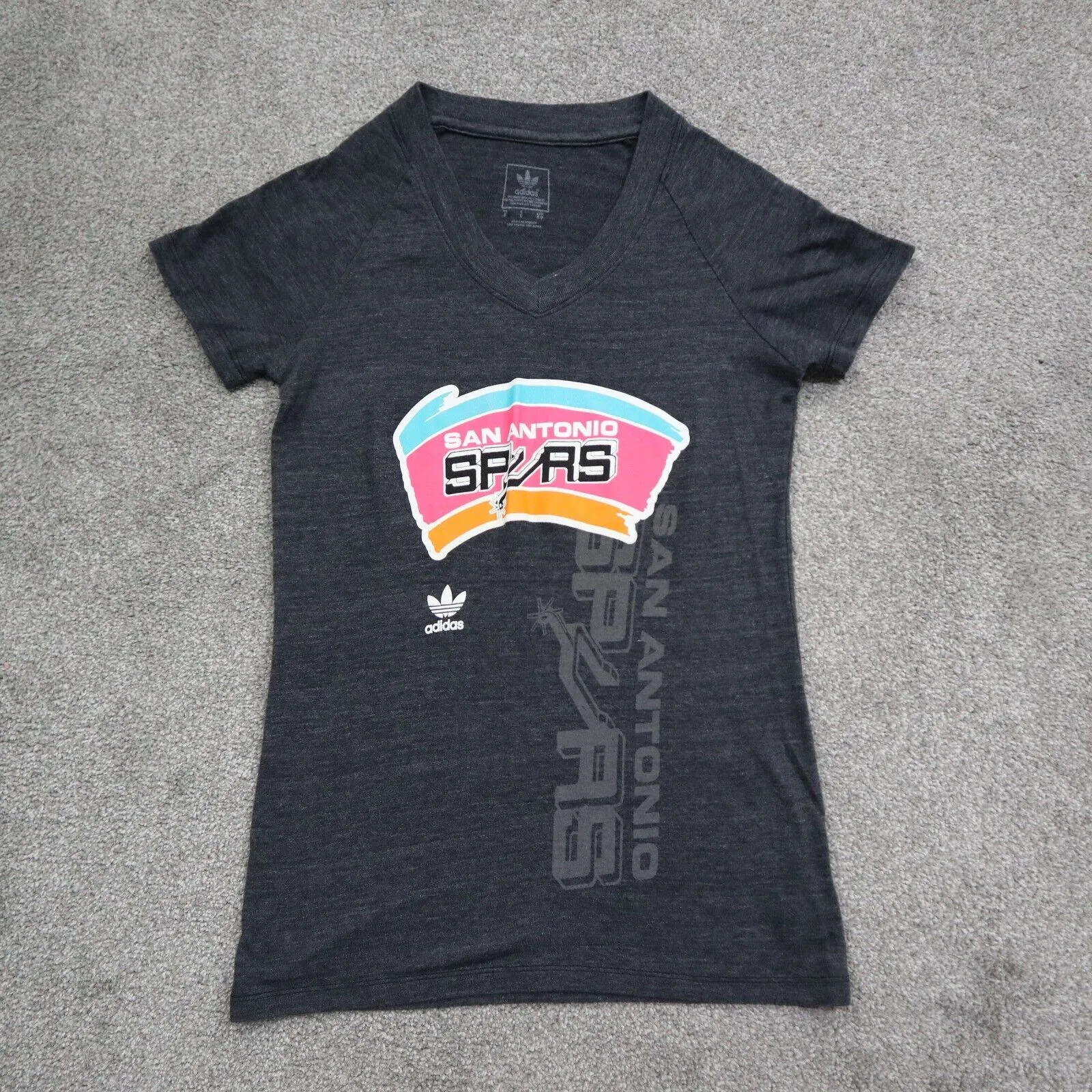 Adidas San Antonio Mens Sports T-Shirt Short Sleeves Crew Neck Black Size Small