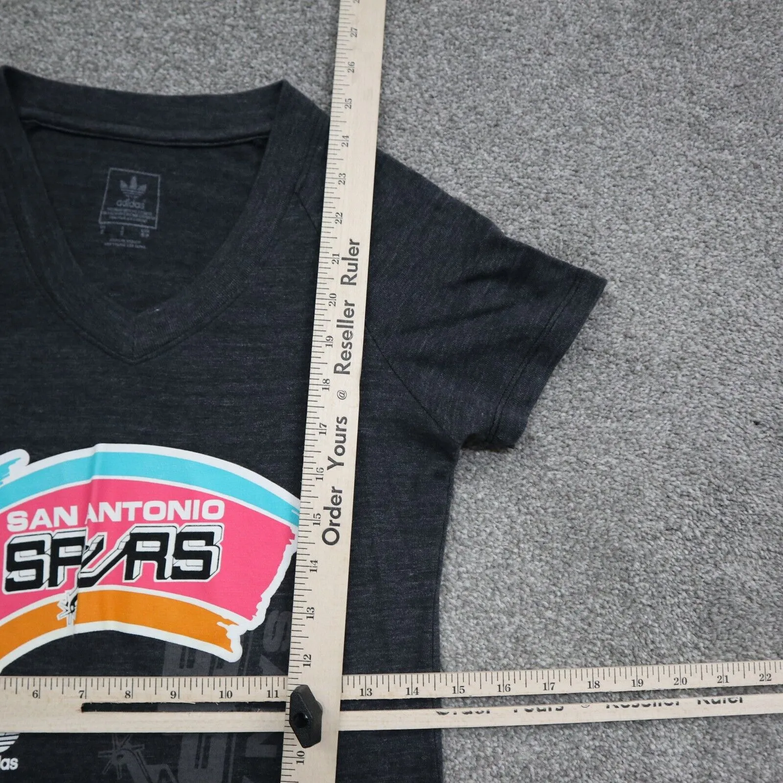 Adidas San Antonio Mens Sports T-Shirt Short Sleeves Crew Neck Black Size Small