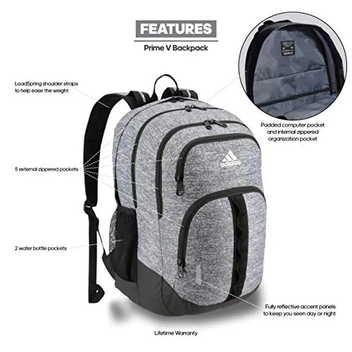 adidas Unisex Prime Backpack, Onix Jersey/ Black, ONE SIZE