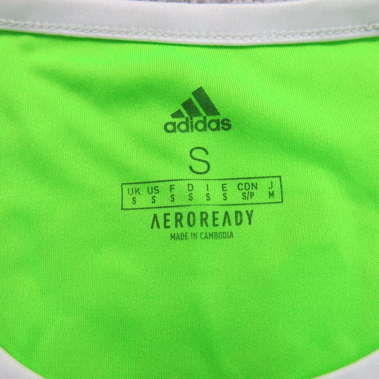 Adidas Women Pullover Sports T Shirt Short Sleeve Crew Neck Green White SZ Small