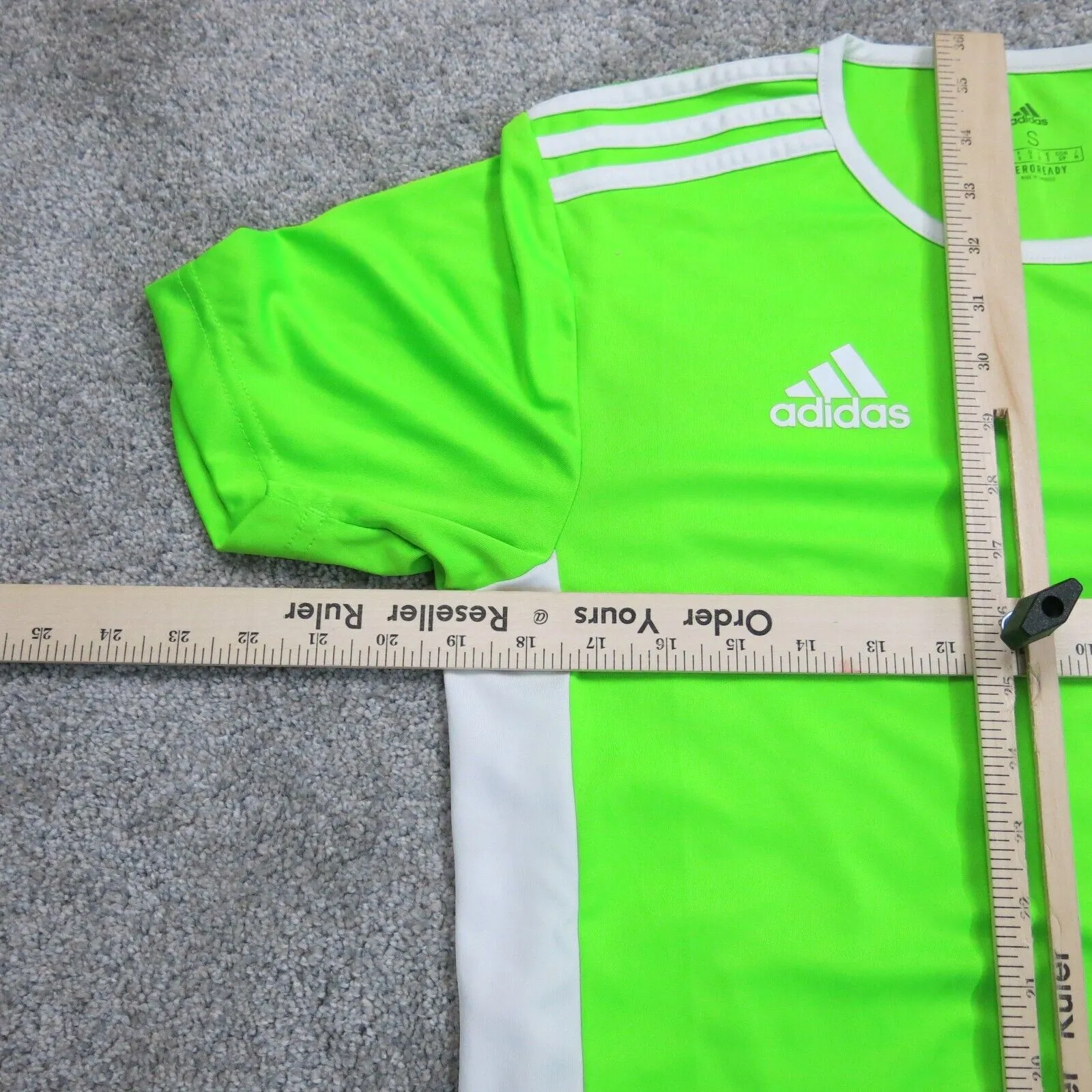 Adidas Women Pullover Sports T Shirt Short Sleeve Crew Neck Green White SZ Small