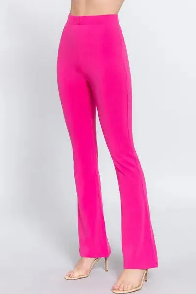 Blue Zone Planet |  ACTIVE BASIC Waist Elastic Slim Flare Yoga Pants