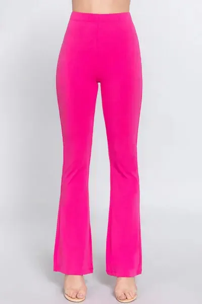 Blue Zone Planet |  ACTIVE BASIC Waist Elastic Slim Flare Yoga Pants