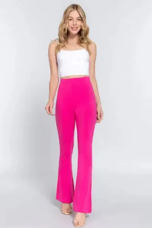 Blue Zone Planet |  ACTIVE BASIC Waist Elastic Slim Flare Yoga Pants