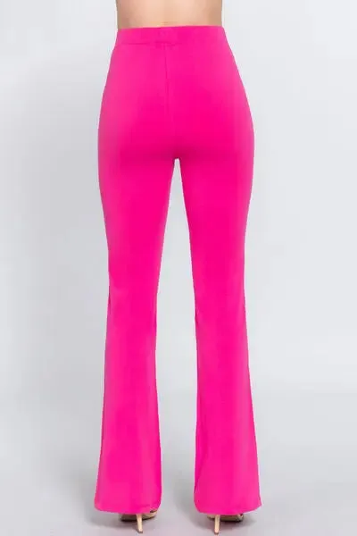Blue Zone Planet |  ACTIVE BASIC Waist Elastic Slim Flare Yoga Pants