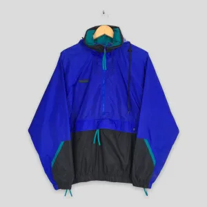 Columbia Windbreaker Anorak Blue Hoodie Jacket Medium