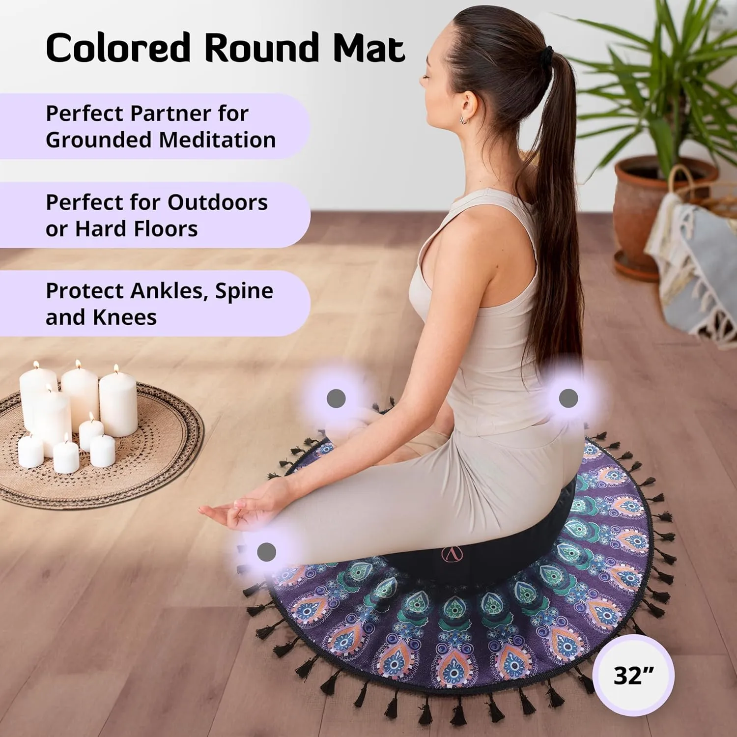 Meditation Pillow Set with Small Meditation Mat & Extra Cushion Cover