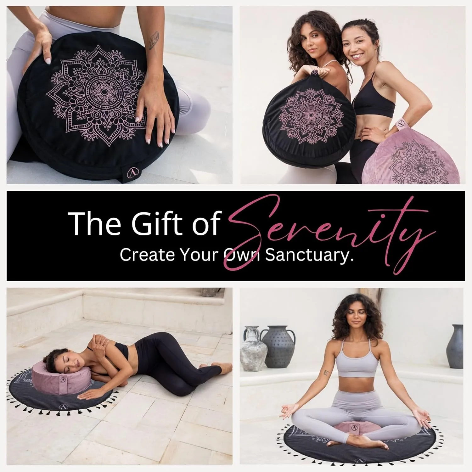 Meditation Pillow Set with Small Meditation Mat & Extra Cushion Cover