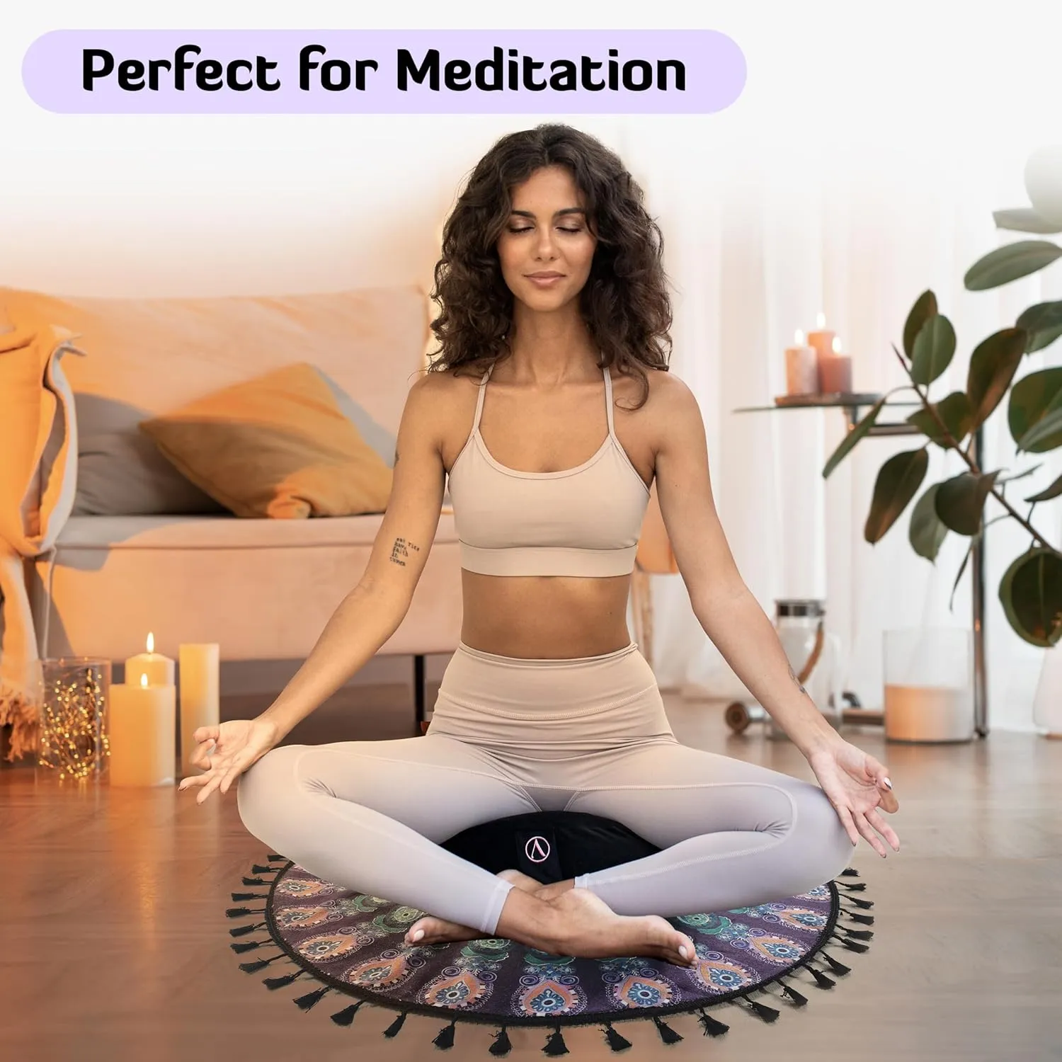Meditation Pillow Set with Small Meditation Mat & Extra Cushion Cover