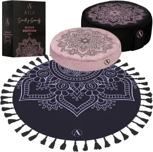 Meditation Pillow Set with Small Meditation Mat & Extra Cushion Cover