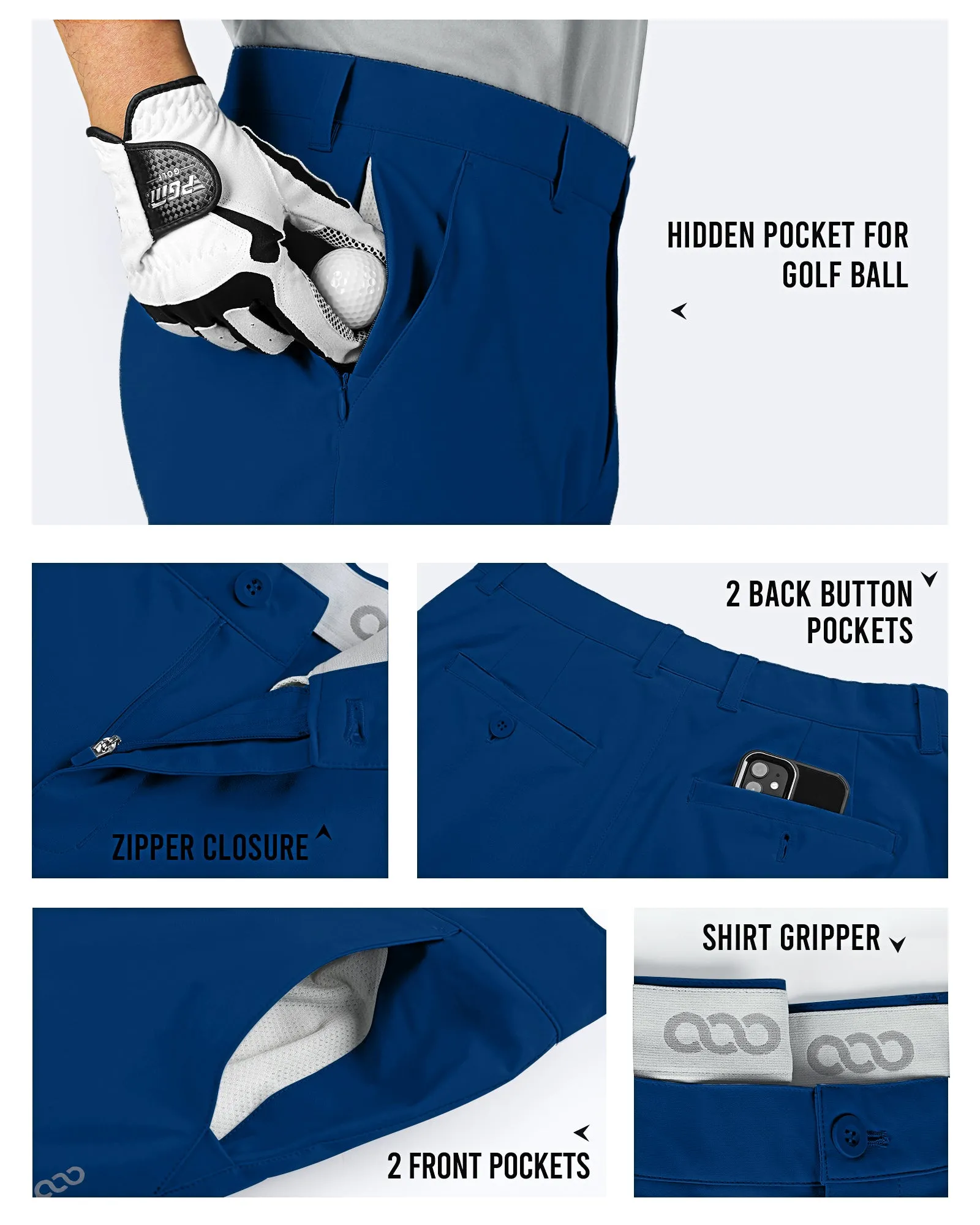 Men's 10" UPF 40  Water-Resistant Golf Shorts with 5 Pockets