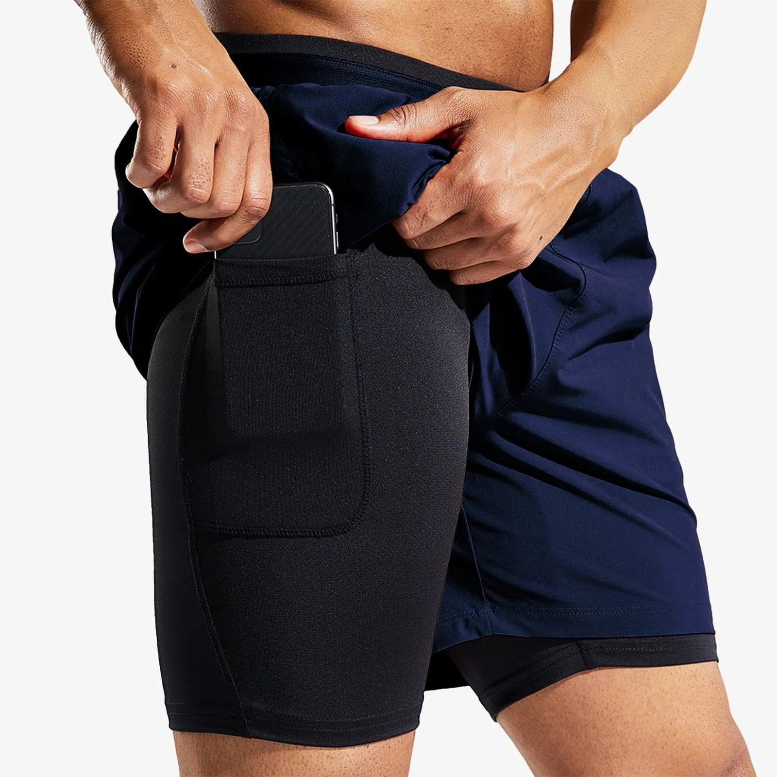 Men's 2 in 1 Running Shorts with Liner 5" Quick Dry Athletic Shorts