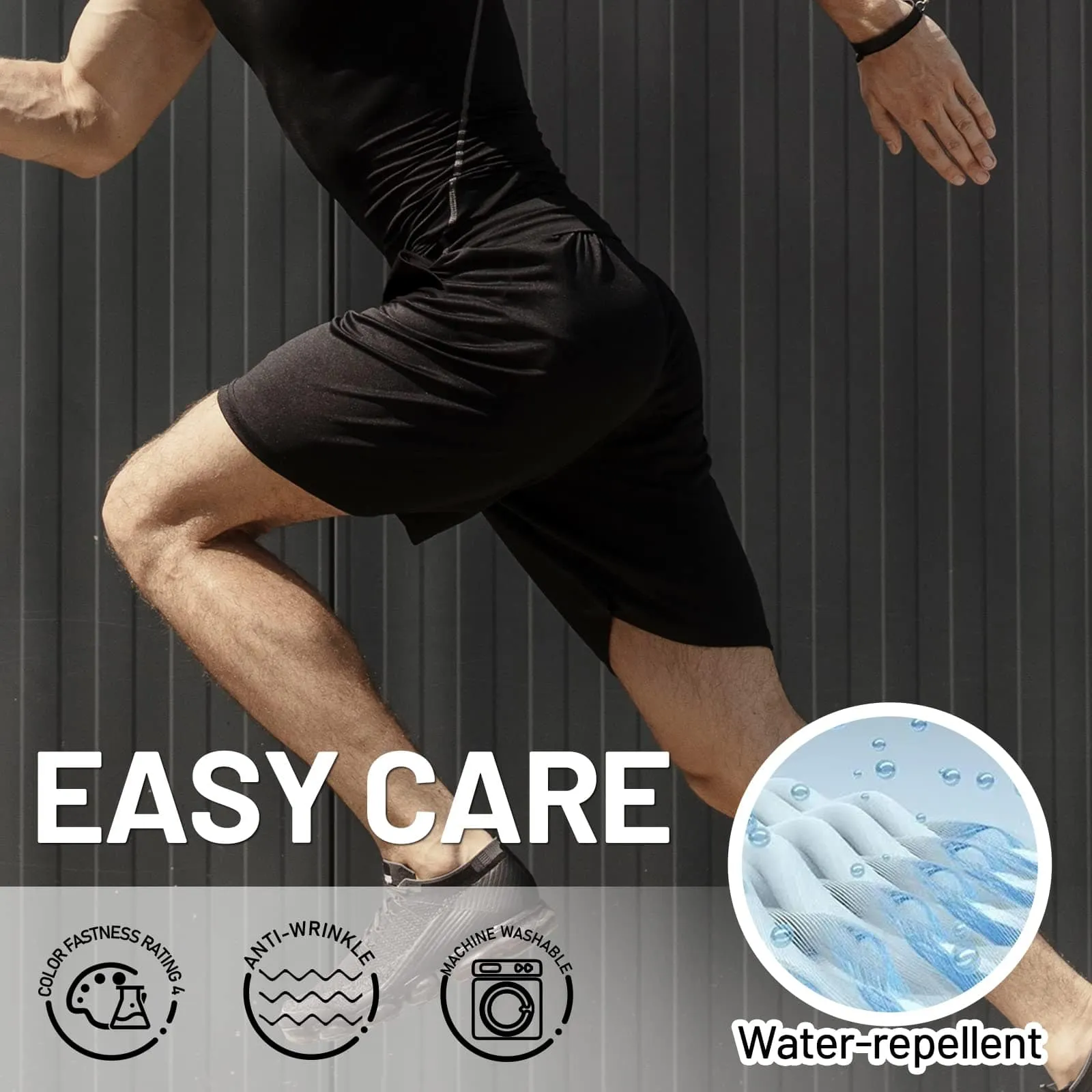 Men's Quick-Dry Running Shorts with Zipper Pockets 7 Inch