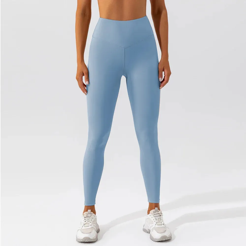 New Design High Waist Female Yoga Leggings Suit Soft Stretchy Sports Pants for Running and Outdoor Activities
