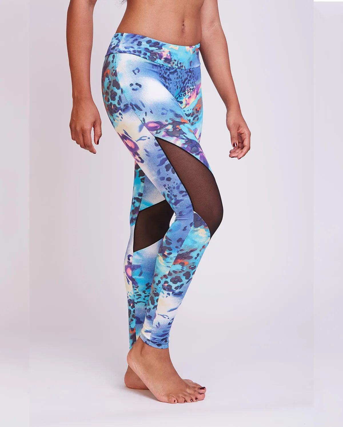 Ocean Blue Mesh Yoga Pant