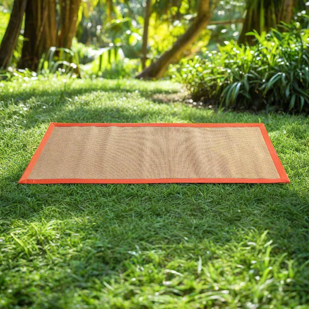 OnlyMat Eco-Friendly Jute Anti-Skid Yoga Mat With Orange Cotton Border