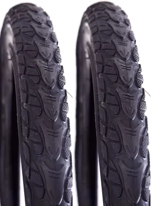 Pair (2) Trax 24" x 2.0 (50-507) Junior MTB Style Bike Tyres With Safety Reflective Sides & All Terrain Tread