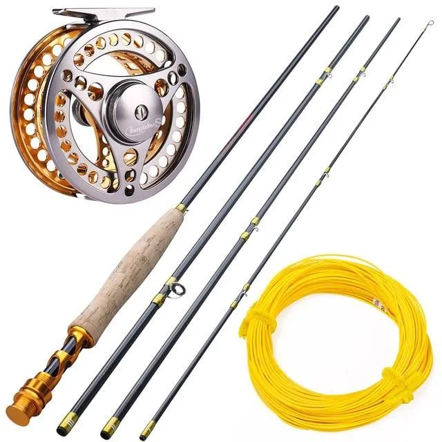 Sougayialng 2.7M Fly Fishing Rod Set #5/6 Fly Rod and Fly Reel Combo With Fishing Line Set Fishing Rod Tackle Pesca