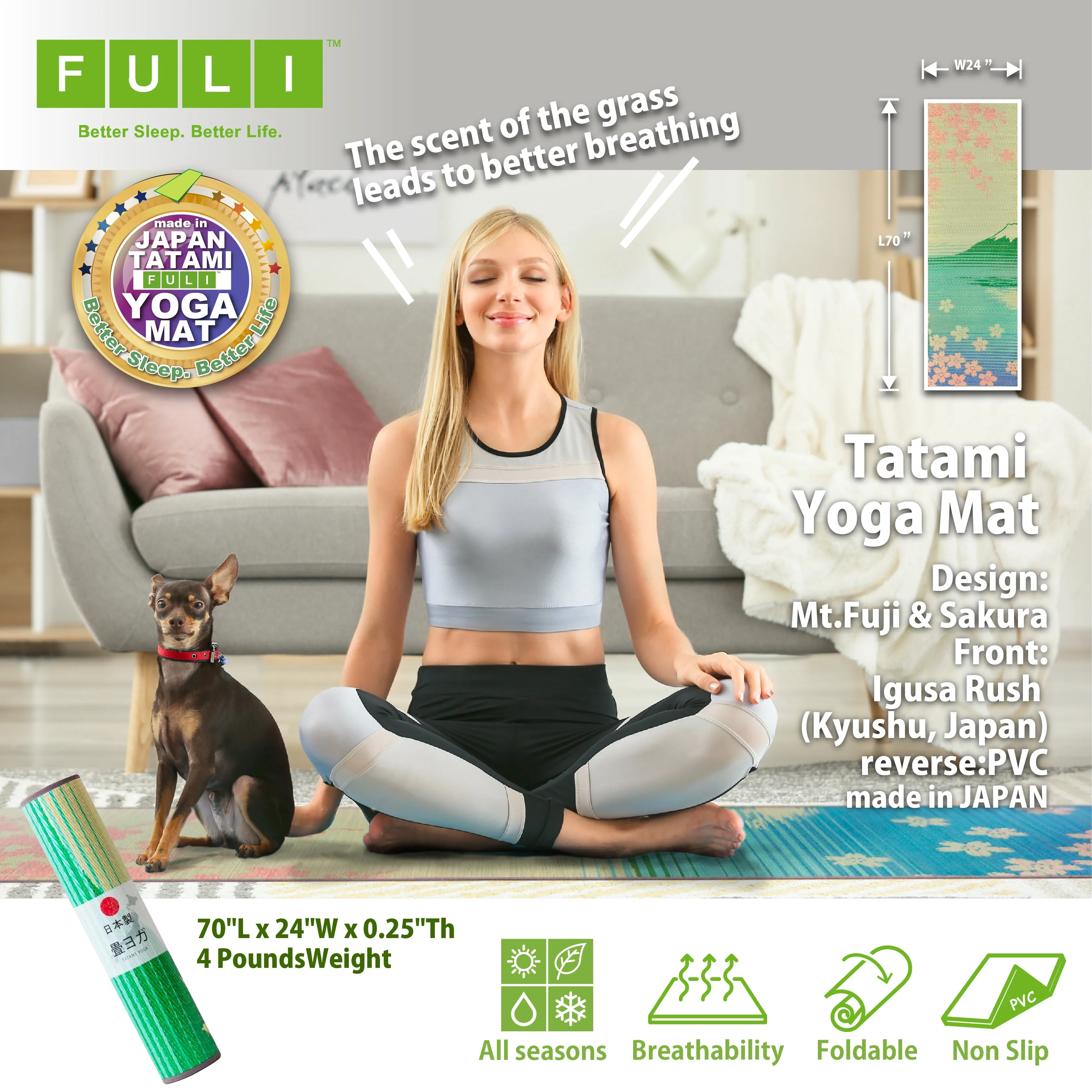 Tatami Yoga Mats - Sakura Fuji Pattern