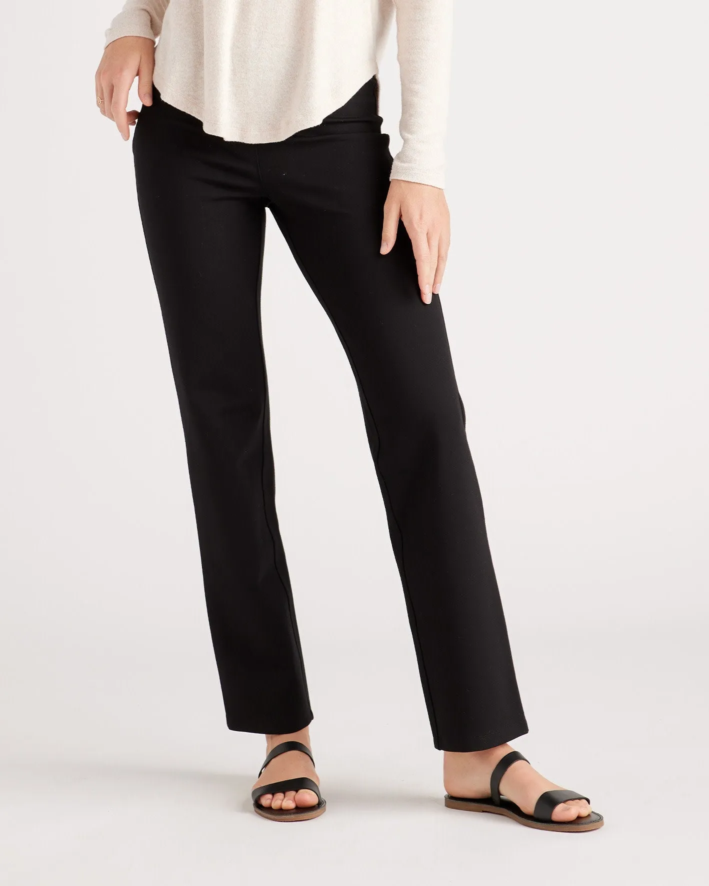 Ultra-Stretch Ponte Straight Leg Pocket Pants