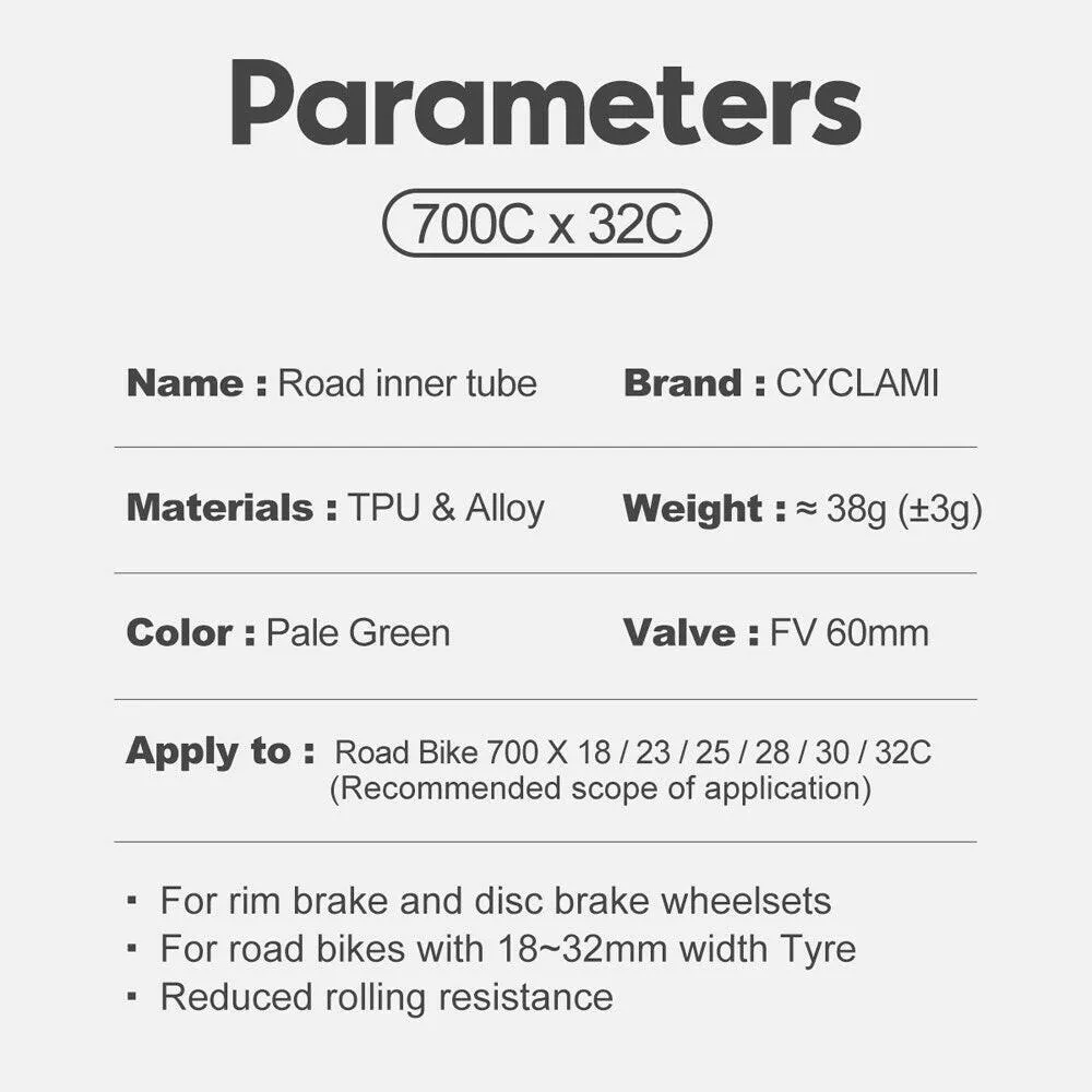 Ultralight Bike Inner Tube Bicycle TPU Material Tire Inner Tube 28in FV60mm French Valves Bike Inner Tube Bicycle Accessory