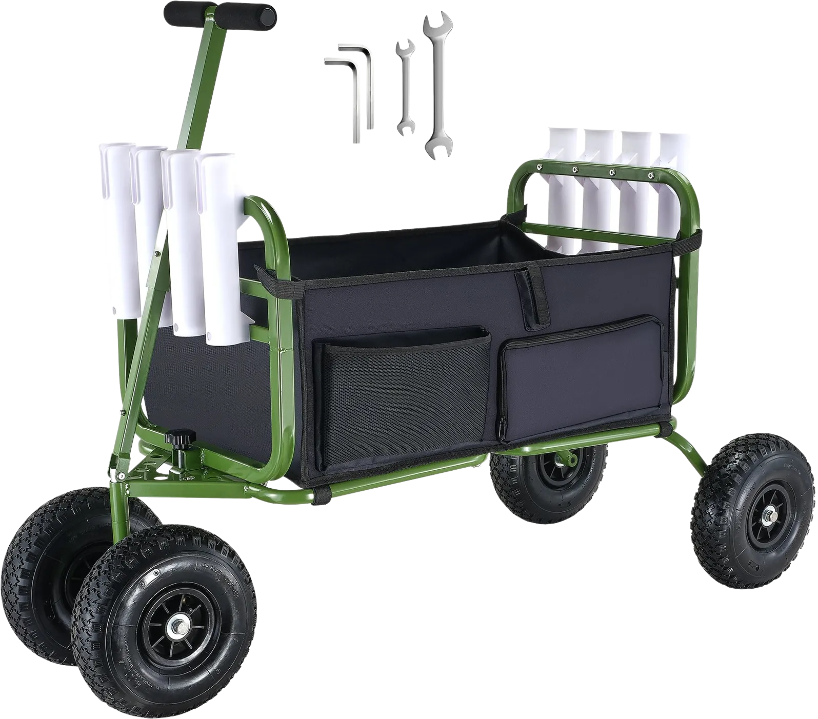 Vevor Beach Fishing Cart 300 lbs. Capacity 11" Balloon Tires Heavy-Duty Steel with 8 Rod Holders New