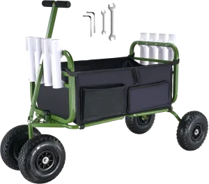 Vevor Beach Fishing Cart 300 lbs. Capacity 11" Balloon Tires Heavy-Duty Steel with 8 Rod Holders New