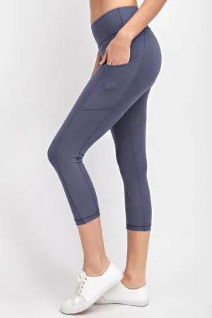 Vintage Denim Capri Activewear Yoga Pants w/Pockets by Rae Mode