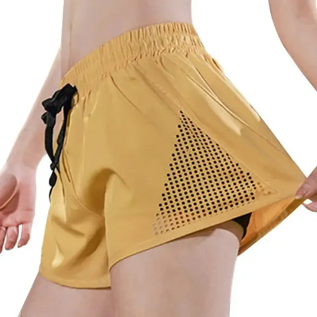 Women 2 In 1 Butt Scrunch Skirted Running Shorts Quick Dry Fake Skirt Sexy Gym Workout Short Pants Yoga Shorts